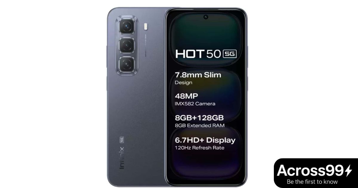 Infinix Hot 50 5G with vibrant display and reverse charging feature.