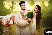 Param Sundari First Review: Sidharth–Janhvi’s Romantic Film Param Sundari movie poster featuring Sidharth Malhotra and Janhvi Kapoor in a romantic pose with colorful background.