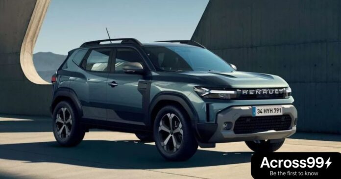 Renault Duster 2025: Front and side view of the new SUV with LED headlights and alloy wheels.