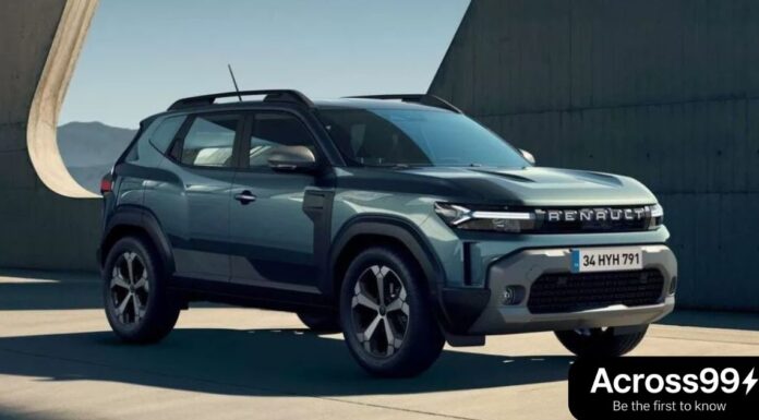 Renault Duster 2025: कीमत, लॉन्च डेट, फीचर्स और माइलेज Renault Duster 2025: Front and side view of the new SUV with LED headlights and alloy wheels.