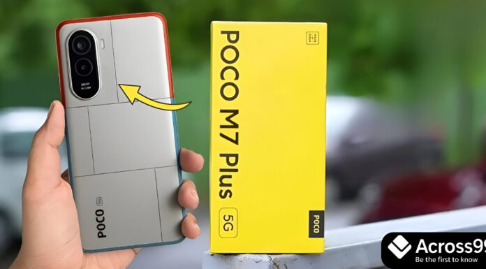 POCO M7 Plus 5G: 7,000mAh Battery वाला नया 4GB RAM Model हुआ लॉन्च POCO M7 Plus 5G smartphone front and back view