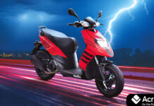 Aprilia SR 175 भारत लॉन्च 2025: कीमत, फीचर्स और स्पेसिफिकेशन Front view of Aprilia SR 175 sporty scooter