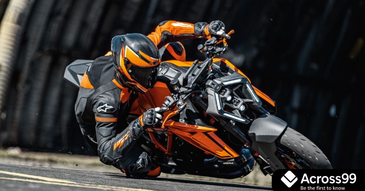 Side view of KTM 160 Duke with LED headlight.