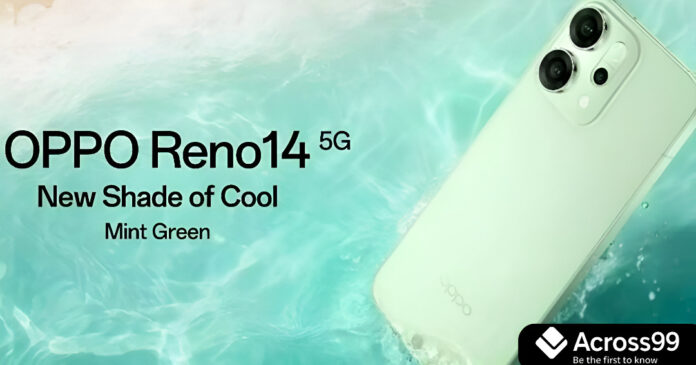 Oppo Reno 14 5G Mint Green front view