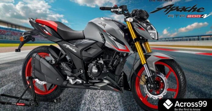 TVS Apache RTR 200 4V 2025 side view with new graphics