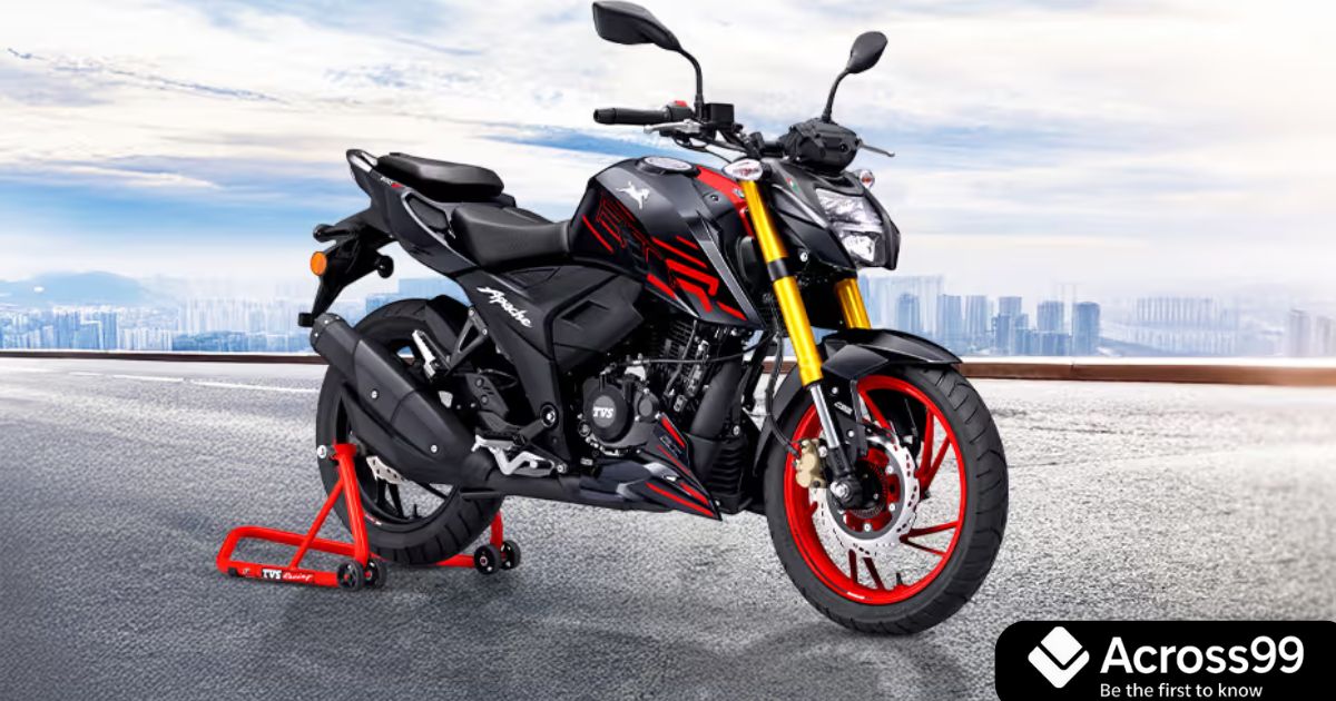 Apache 200 4V 2025 front look with LED headlamp and DRLs