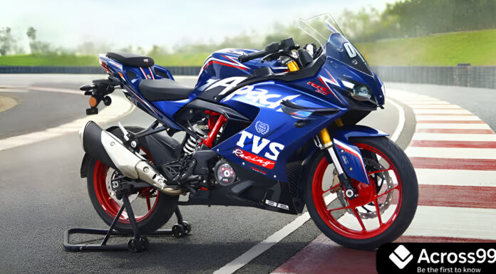 TVS Apache 310 सीरीज पर बड़ी राहत: कीमतों में ₹27,000 तक की कटौती TVS Apache RR 310 side view showcasing sporty design