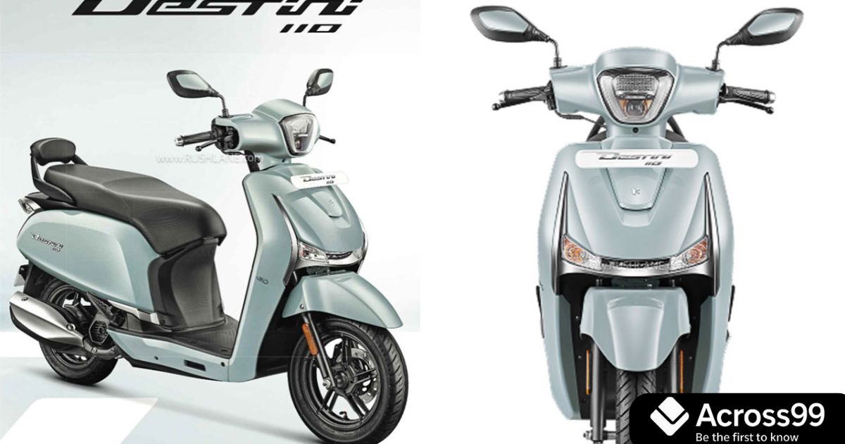 Hero Destini 110 2025 side view showcasing long seat and backrest