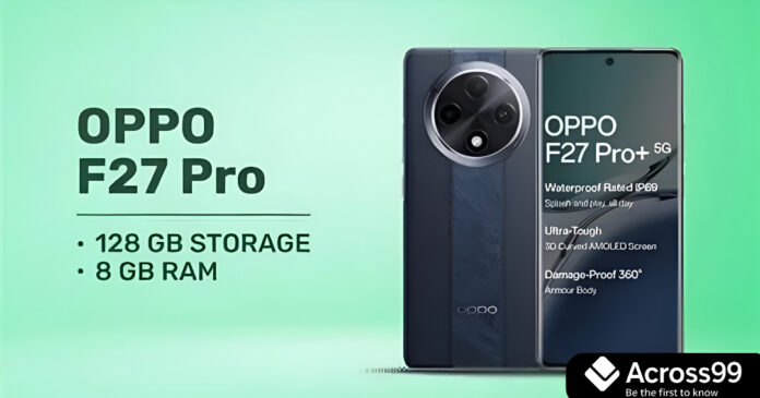 Oppo F27 Pro+ 5G front display showing colorful interface.