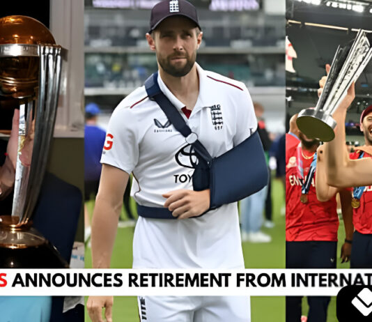 Chris Woakes ने इंटरनेशनल क्रिकेट को कहा Goodbye: यादगार पल और करियर स्टैट्स Chris Woakes celebrating on the cricket field in England jersey