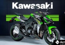 Kawasaki की नई Z1100 नेकेड बाइक, 2026 में आने की संभावना Kawasaki Z1100 2026 front view with LED headlamps