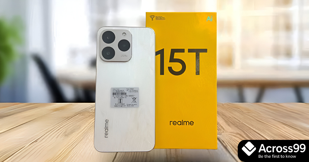 Realme 15T phone display and camera setup.