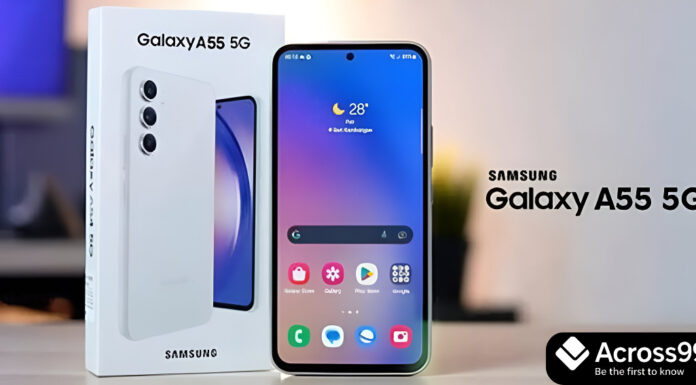 Samsung Galaxy A55 5G: नई कीमत, शानदार फीचर्स और जबरदस्त ऑफर्स Samsung Galaxy A55 5G front and back design with triple rear camera and 32MP selfie camera.
