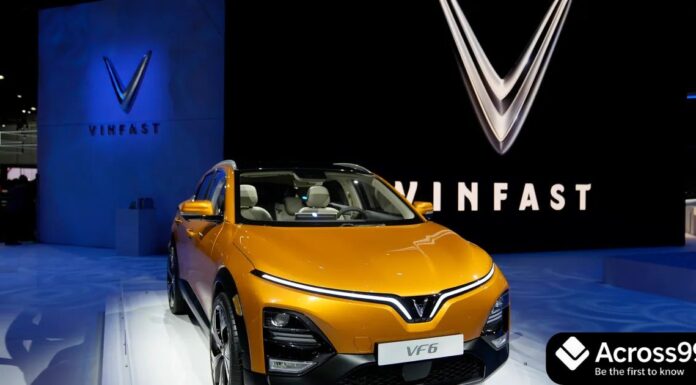VinFast VF6 भारत में लॉन्च – Price, Range और Features की पूरी जानकारी VinFast VF6 electric SUV front view with LED headlights.