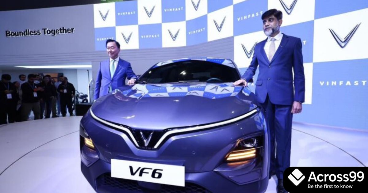 VinFast VF6 side profile with sporty alloy wheels.