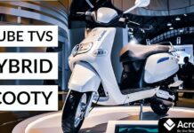 TVS iQube Hybrid 2025: कीमत, वेरिएंट्स, फीचर्स और माइलेज की पूरी जानकारी TVS iQube Hybrid 2025 electric scooter side view