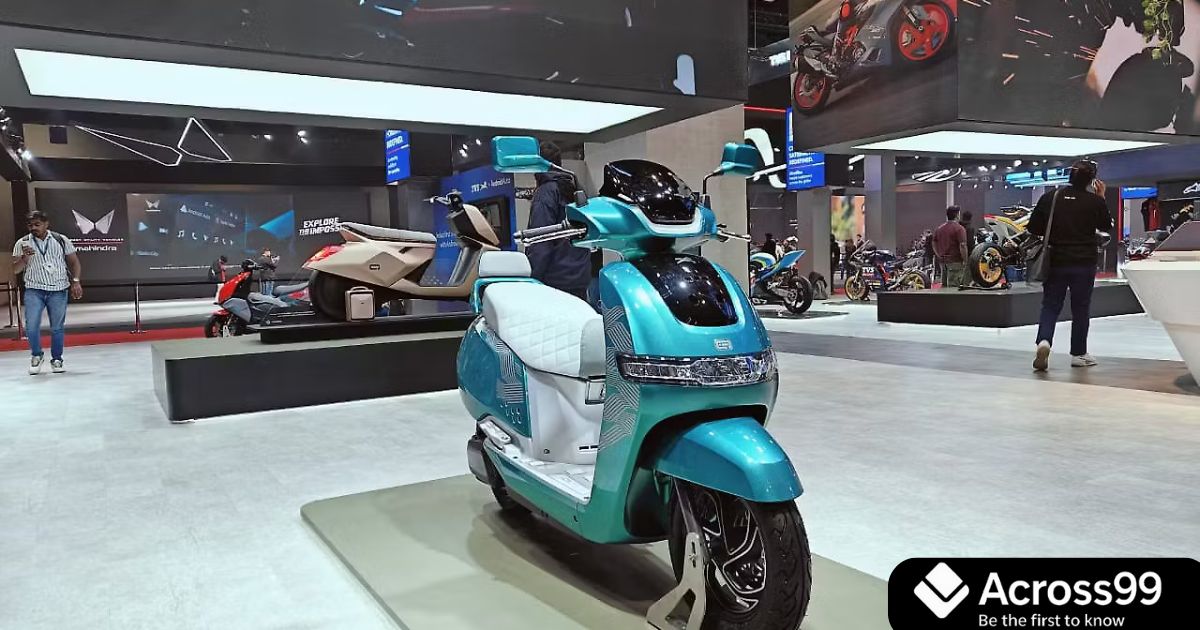 TVS iQube Hybrid 2025 front view with LED headlamps