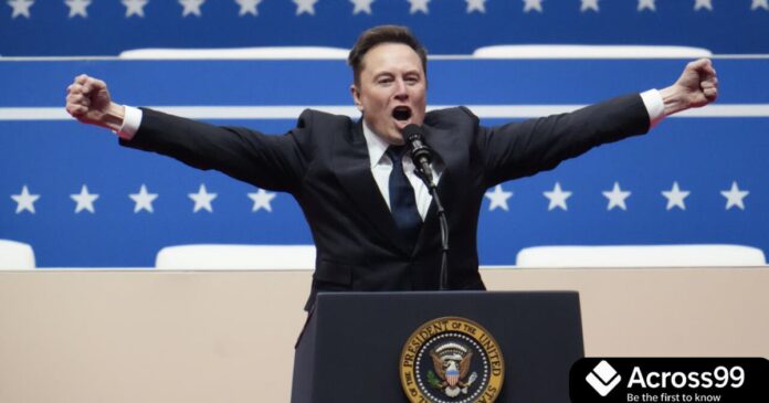 Elon Musk smiling with Tesla car in background