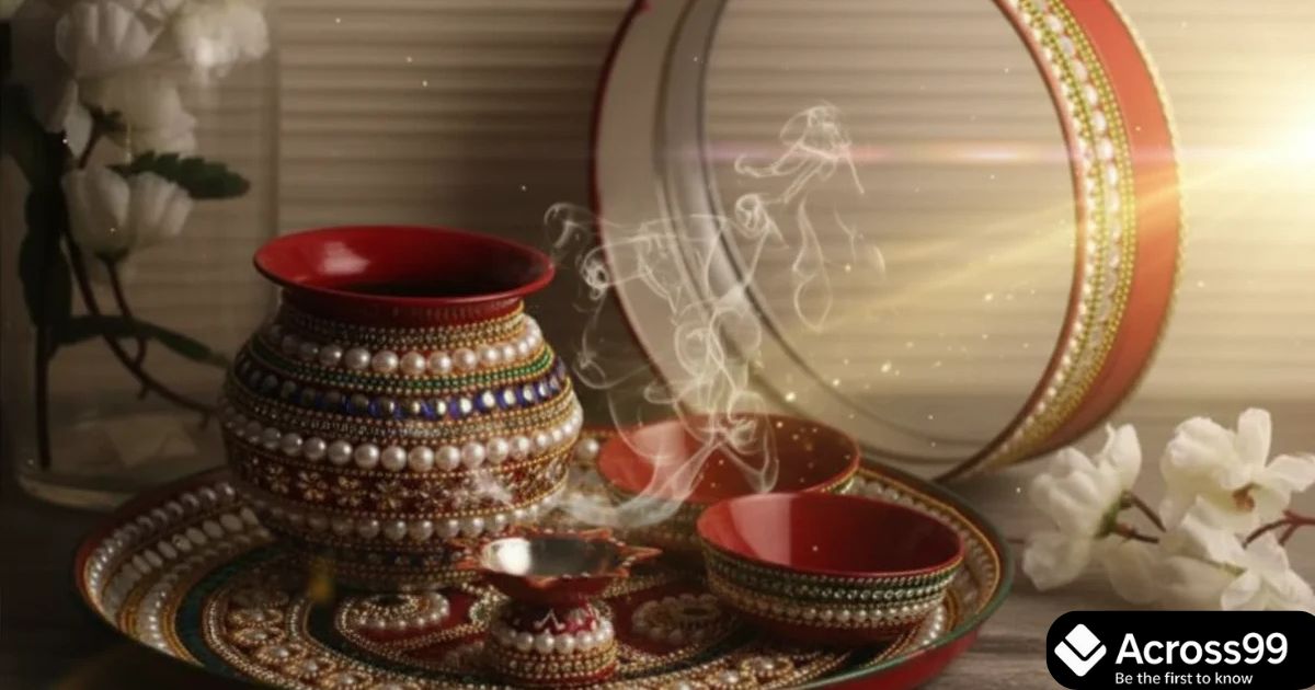 Karwa Chauth 2025 festive decorations and traditional setup