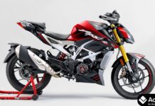 TVS Apache RTX 300 का आज भारत में लॉन्च, मिलेगा नया 299cc इंजन और एडवेंचर लुक TVS Apache RTX 300 adventure bike side view
