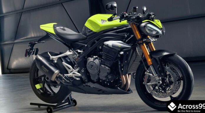 Triumph Speed Triple 1200 RX India Launch: कीमत, स्पेसिफिकेशन और फीचर्स Triumph Speed Triple 1200 RX in neon yellow and black color