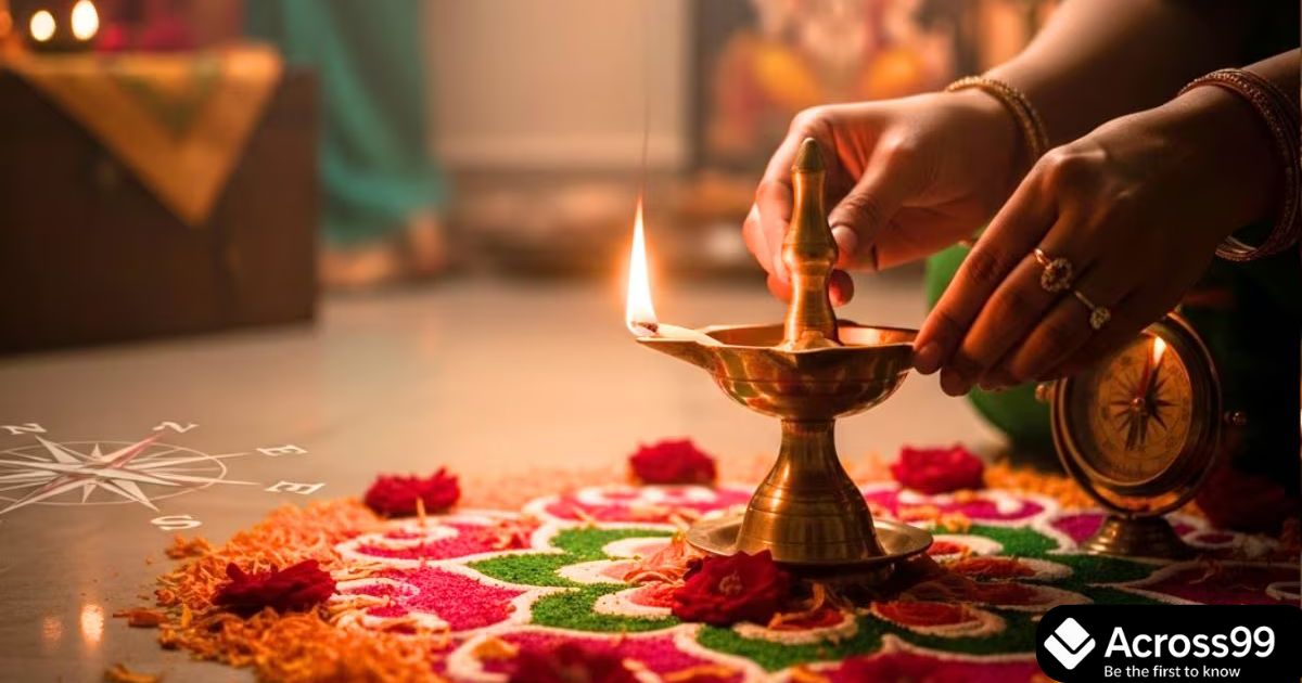 Step-by-step Dhanteras 2025 Puja with diyas, flowers, and sacred items