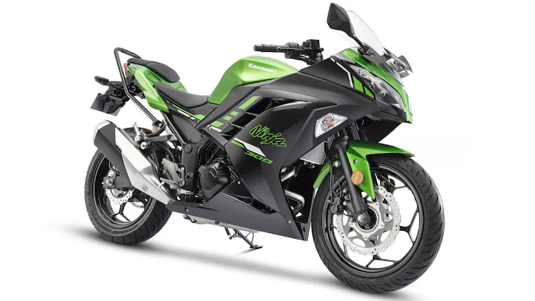 2025 Ninja 300 side profile in Metallic Moondust Grey color