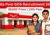 India Post GDS Recruitment 2026 – 28,630 पदों पर भर्ती, 10वीं पास के लिए सुनहरा मौका India Post GDS Recruitment 2026 thumbnail showing post office and 28,630 Gramin Dak Sevak posts