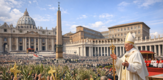 Vatican Palm Sunday 2026: Peace & Tribute to Pope Francis Pope Leo XIV leading Vatican Palm Sunday 2026 procession in St. Peter’s Square with worshippers holding palm branches